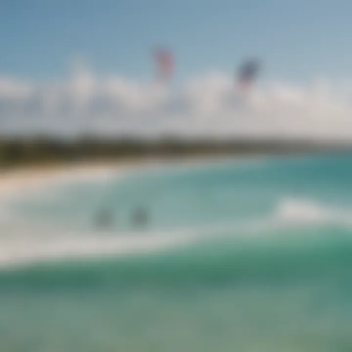 A group of kite surfers sharing experiences on the beach