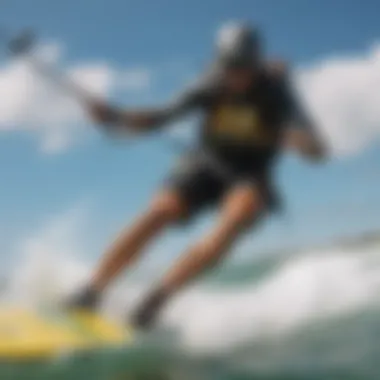 Close-up of a kiteboard setup with precision equipment