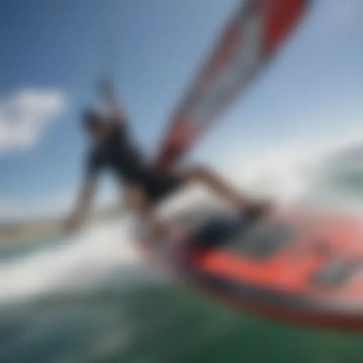 Close-up of a kiteboard with custom starboard accessories