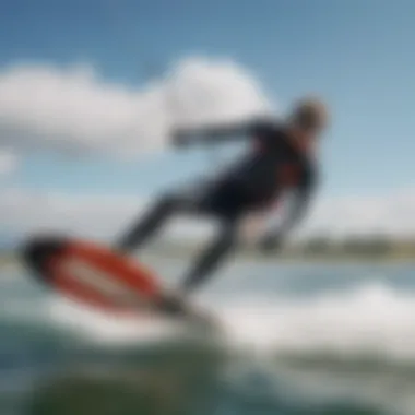 Kiteboarder enjoying cold water with appropriate wetsuit