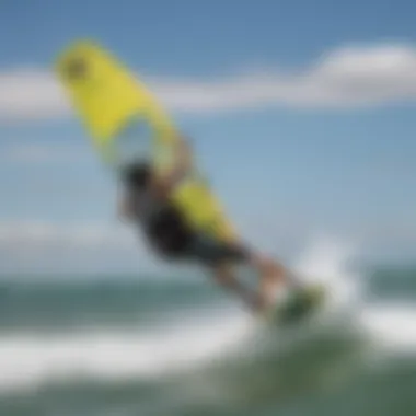 A kiteboarder demonstrating proper safety practices on the water.