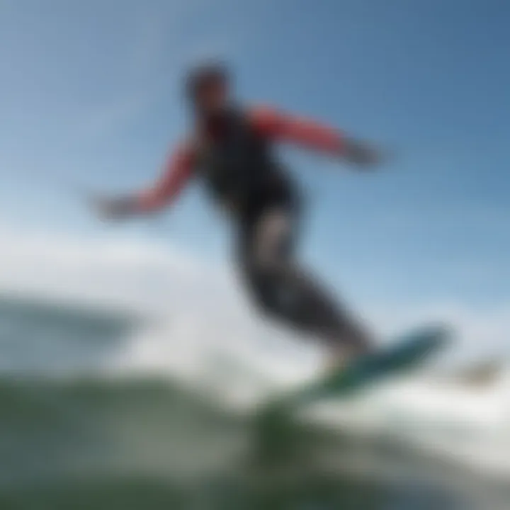 A kiteboarder skillfully maneuvering across the water