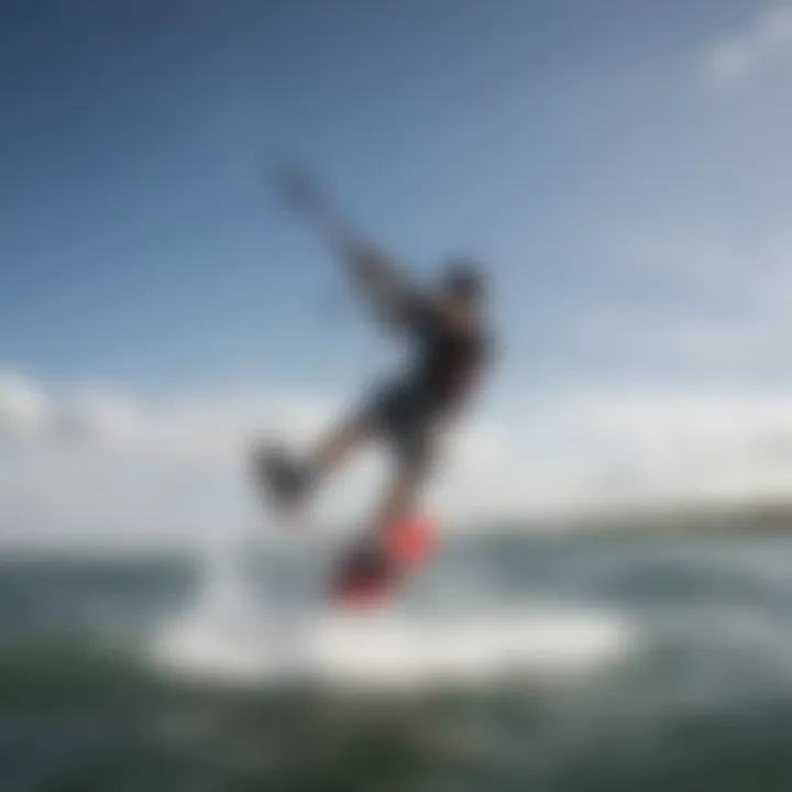 A kiteboarder adjusting clips for optimal performance on the water