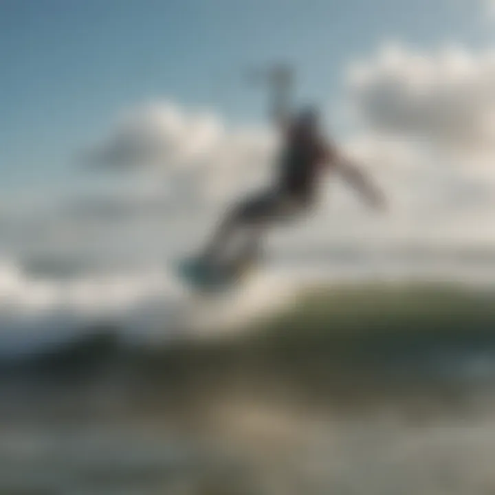 A kiteboarder soaring above the waves in the Outer Banks