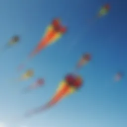 Vibrant kites soaring in a clear blue sky showcasing various designs.