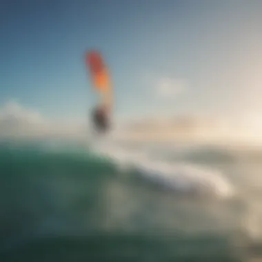 Group of kitesurfers enjoying the waves in a scenic location