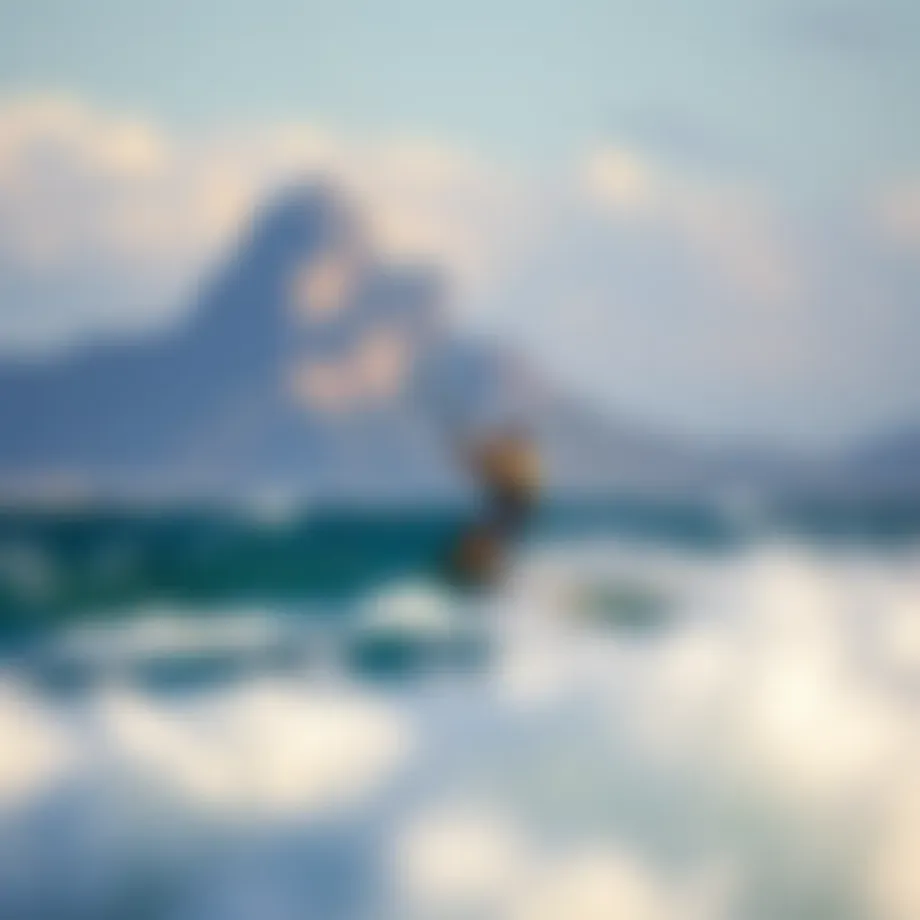 A kitesurfer gliding over the waves of Cape Town's coastline