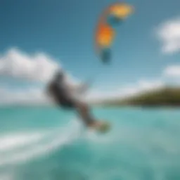 A stunning view of kitesurfers gliding over turquoise waters