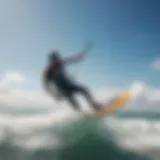 Dynamic kitesurfing action on the water