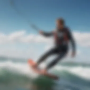 A skilled kitesurfer performing a trick above the waves, illustrating advanced techniques.