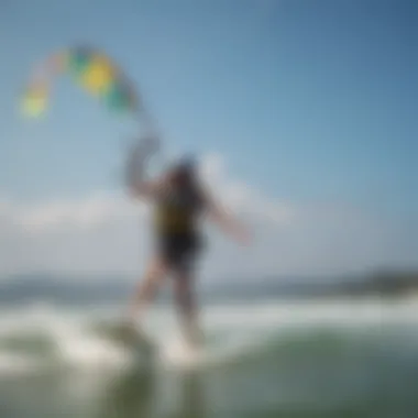 Kiteboarding lesson in action on a sunny beach