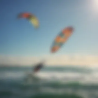 Group of kite surfers enjoying a sunny day on the water