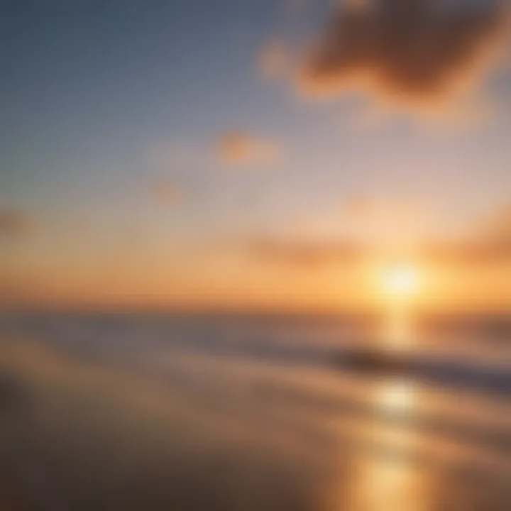 Dramatic sunset over the ocean with kiteboarders enjoying the last light of the day.