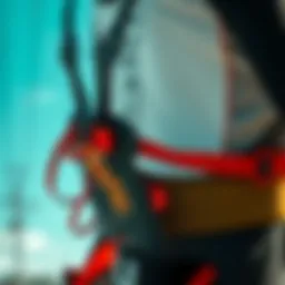 Detailed view of the Mystic kiteboarding harness showcasing its ergonomic design