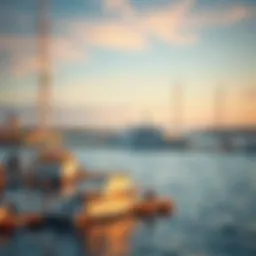 Scenic view of Montauk Harbor with ferry docked