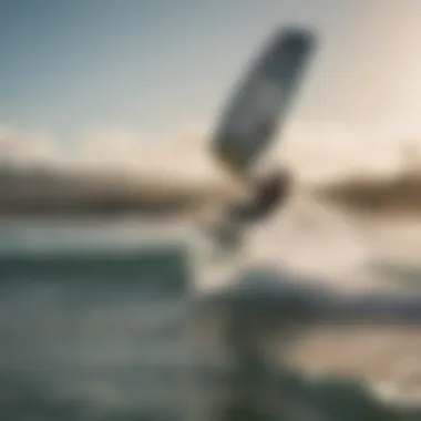 A group of kiteboarders enjoying a foil session