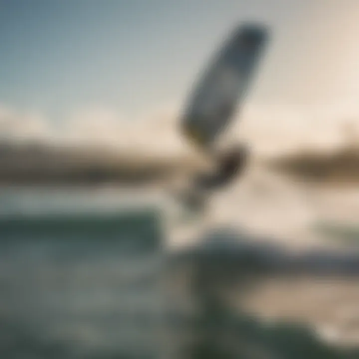 A group of kiteboarders enjoying a foil session