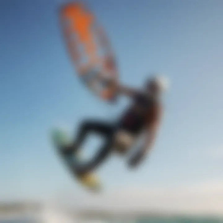 A dynamic shot of kiteboarding equipment during an action-packed session