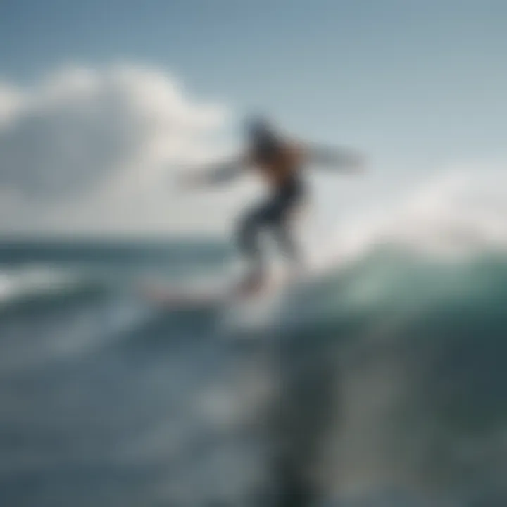 A rider skillfully operating a powered surf foil amidst dynamic waves.