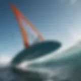 Close-up of a slingshot surf foil showcasing its aerodynamic design