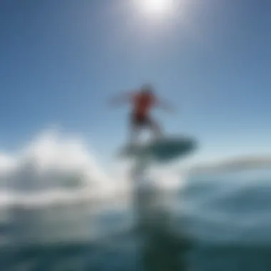 A slingshot surf foil in action on the water, illustrating its performance