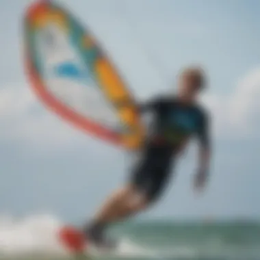 Close-up of a kiteboarder selecting the right kite for optimal performance