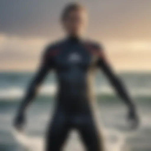 Close-up of wetsuit material showcasing flexibility and durability