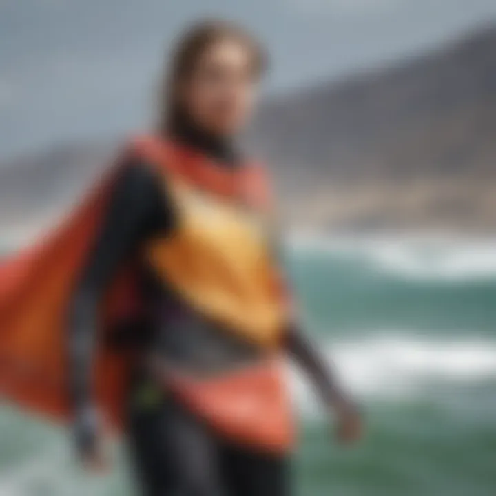 Diverse materials used in changing ponchos for kiteboarding