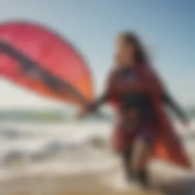 Kiteboarders showcasing changing ponchos at a beach