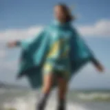 Stylish changing poncho designed for kiteboarding