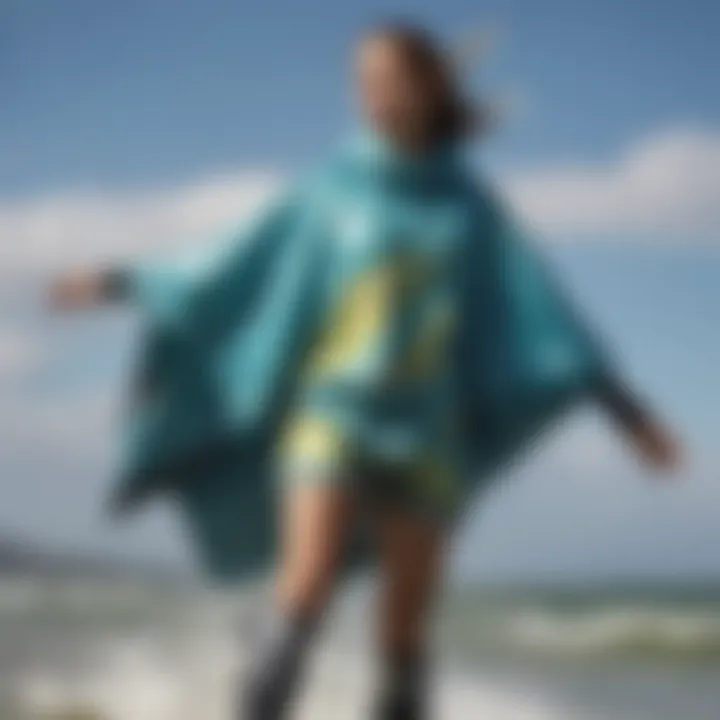 Stylish changing poncho designed for kiteboarding