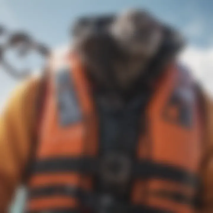 Close-up view of a kiteboarding life vest in various conditions