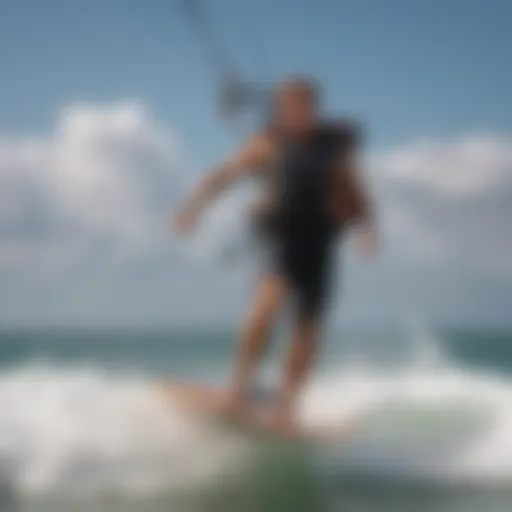 Kite surfer wearing an impact vest while riding the waves