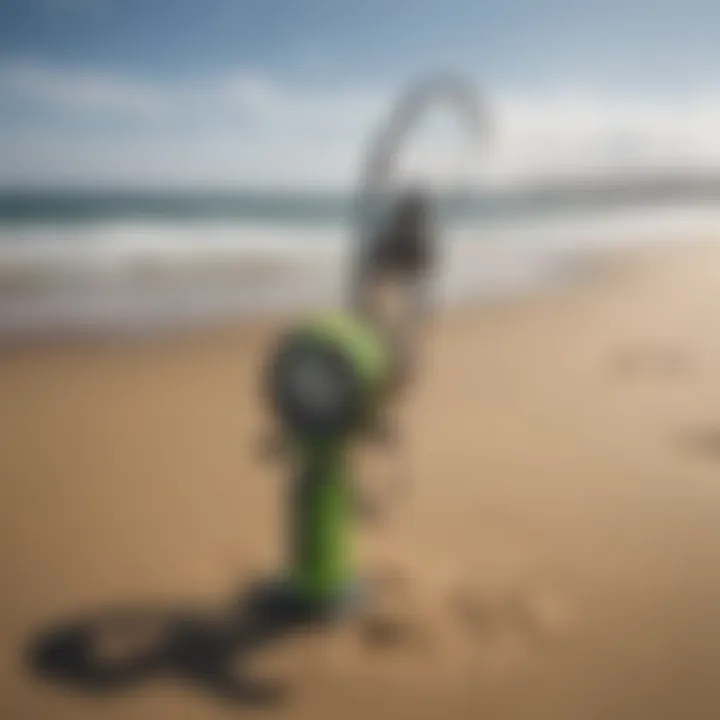 An advanced handheld anemometer measuring wind speed on the beach