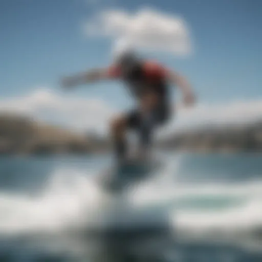 Hydrofoil wakeboarding enthusiast showcasing advanced riding techniques