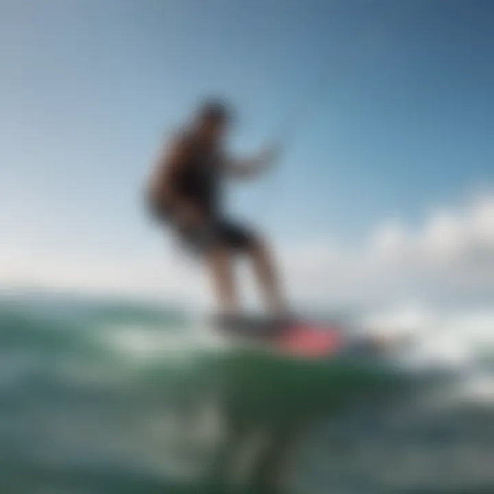 Kiteboarder adjusting Naish kite lines on the water