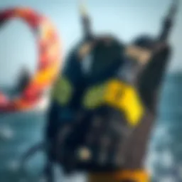 A detailed view of a floating vest showcasing its design and safety features
