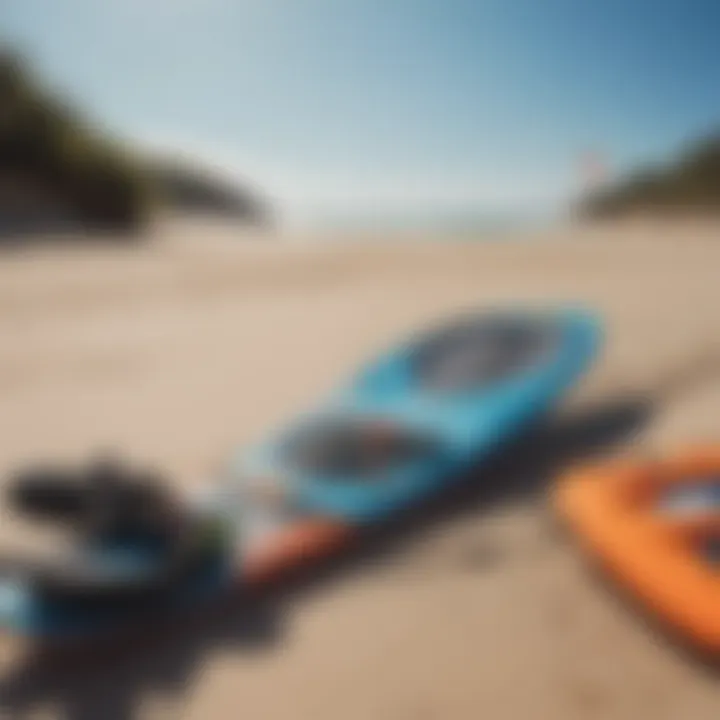 Kiteboarding equipment on the beach