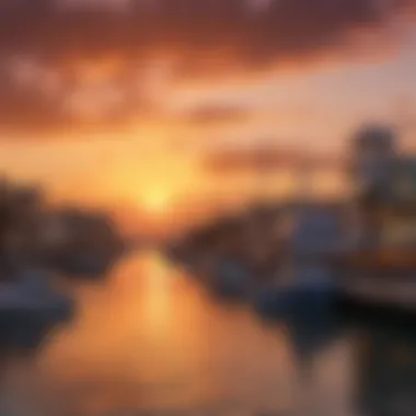 Port Canaveral coastline during sunset