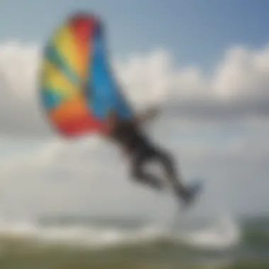 Intricate design of a power kite trainer in action.