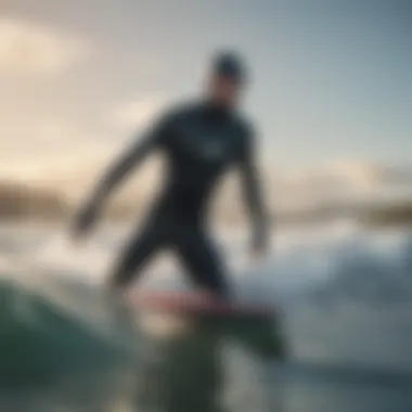 Kiteboarder navigating through waves wearing a Vissla wetsuit