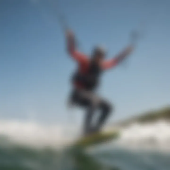 Kiteboarder riding the waves with Waydoo gear