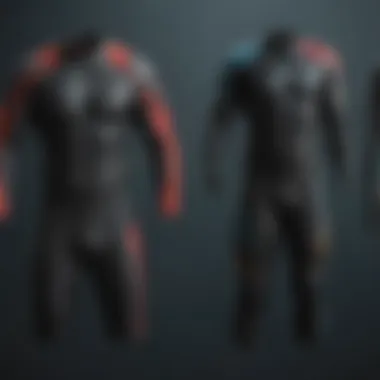 Various wetsuit materials displayed